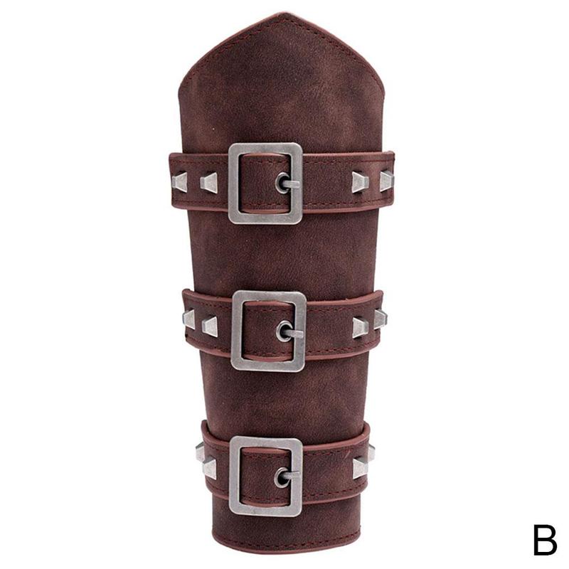 Men Cosplay PU Leather Wristband Bracer Steampunk Accessories, Men's, Size: One size, Brown
